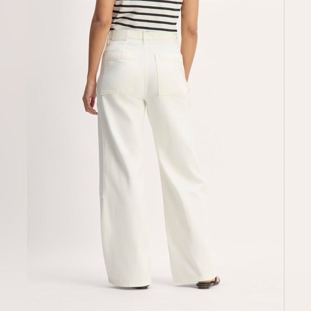 NWT Everlane The Carpenter Jean Relaxed Wide Leg Patch Pockets In Bone Size 30 - Picture 13 of 16